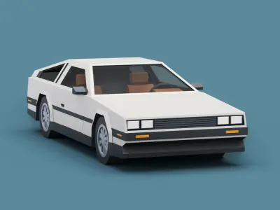Stylized Cartoon Sport Coupe Car 80s Low-poly 3D model
