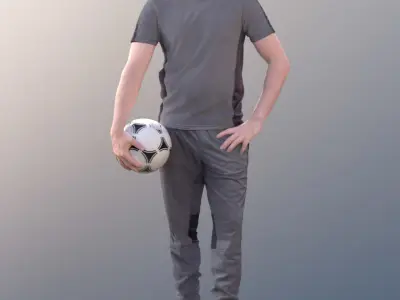 Anselmo 10230 - Atheltic Man Standing With Ball Low-poly 3D model