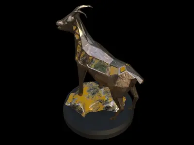 Steampunk Goat Rock Low-poly 3D model