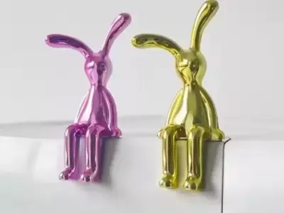 Decorative sculpture design home minimalist sitting rabbits 3D print model