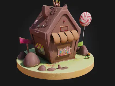 Chocolate Cottage  A Sweet Escape into Fantasy 3D model