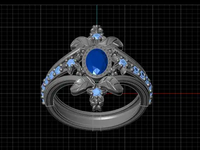 STL 3DM Print Ready Women Diamond Ring Lightweight Printable  3D print model 80