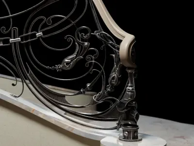 stair railing forging modern turn 3D model