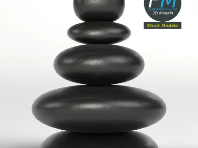 Japanese meditation stones Low-poly 3D model