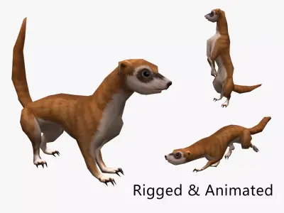 animated weasel Low-poly 3D model