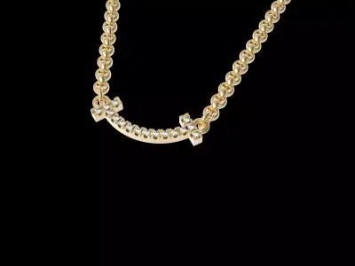  Smile T Pendant Necklace With Diamond 3D print model