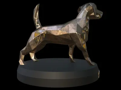 Steampunk Dog pose Low-poly 3D model