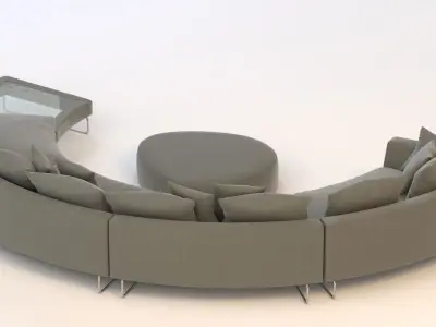 Half Moon Curved Sectional Sofa Fabric 3D model