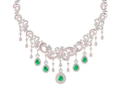 Luxury Ornate Drop Gemstone Necklace Design  2193 3D print model