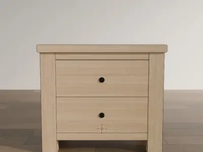 Classic Light Wood Nightstand Low-poly 3D model