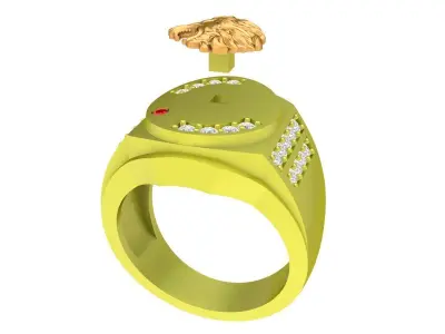 Luxury Lion Head Signet Ring 3D Model 4069 3D print model