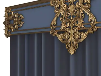 Cornice Classic Curtain 07 Low-poly 3D model