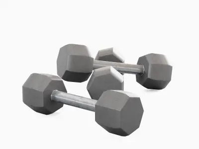 Steel Dumbbell 02 Low-poly 3D model