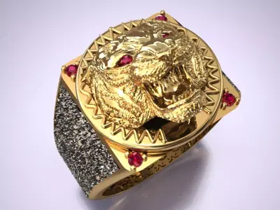 Men Tiger Gift  Ring 3D print model