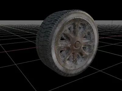 Dirty wheel and rim 3D model