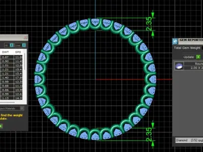 U Shaped Eternity Ring 2mm stone size swiss 18 and EU58 3D print model