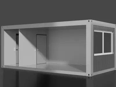 Office Container Set Low-poly 3D model