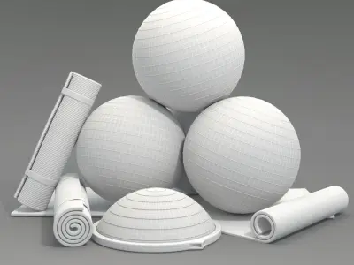 Fitness equipment set 3D model