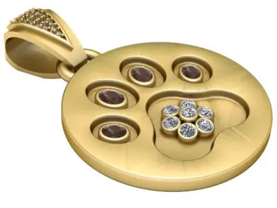 Gold Emerald Diamond Pendant 3D print model