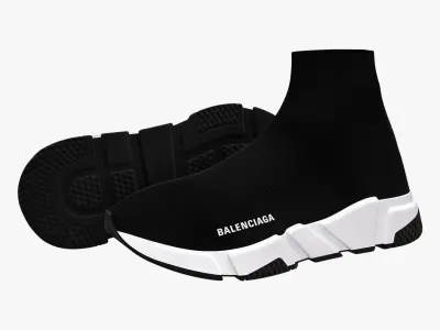 Balenciaga Speed Trainers Black 3D model