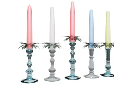 Candles and candlesticks for christmas 3D model