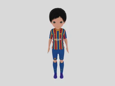 Barcelona Soccer - Football  Player Low-poly 3D model