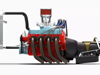 Chevy 454 Big Block V8 Engine Low-poly 3D model