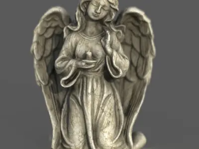 Kneeling Angel Statue Low-poly 3D model