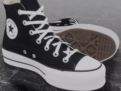 CONVERSE 3D SHOES - BLACK HIGH Low-poly 3D model