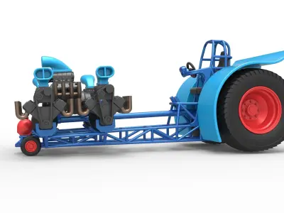Pulling tractor with 5 engines V8 Version 3 Scale 1 to 25 3D print model