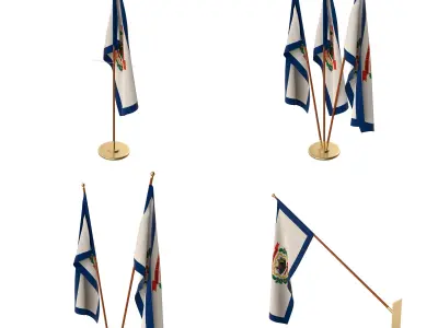 West Virginia Flag Pack Low-poly 3D model