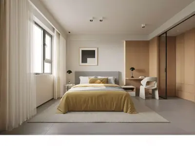Modern living room dining room bedroom interior scenes 462 3D model