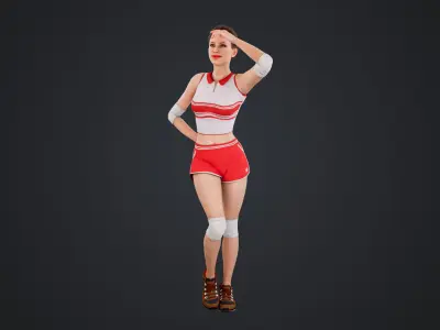 Female Volleyball Player Low-poly 3D model