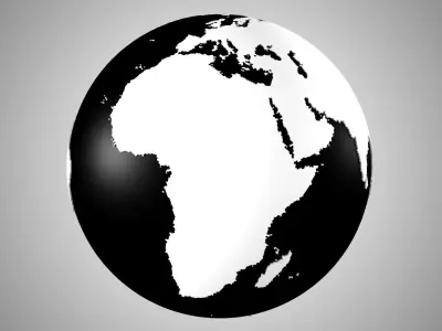 Solid Color White Black  Globe 3D model