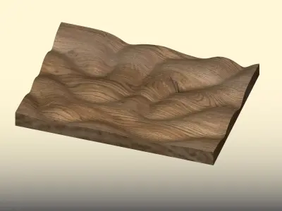 3D Wavy Wooden Panel STL Digital CNC  for Wall Furniture Decor  3D print model