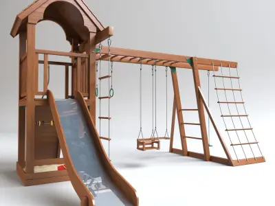 Playground wooden set 3D model
