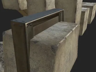 Concrete Supports Block Low-poly 3D model