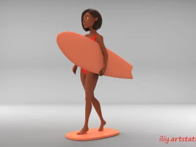Surf girl 3D print model