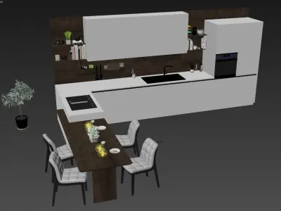 Euromobil Lain modern kitchen with decors 3D model