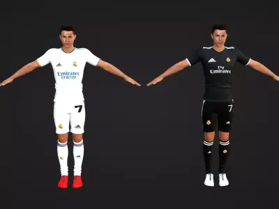 Cristiano Ronaldo - Real Madrid - Two Models Low-poly 3D model