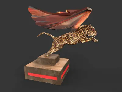 Winged Leopard Statue  Low-poly 3D model