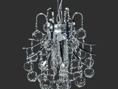 French-Empire-Crystal-Chandelier-Silver-3-Lights chrome chand... 3D model