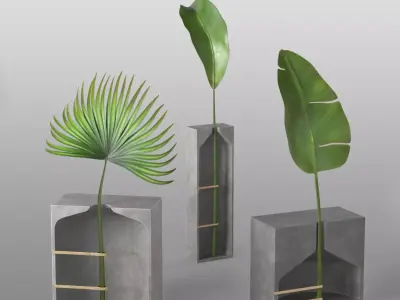 Modern concrete Pots Free 3D model