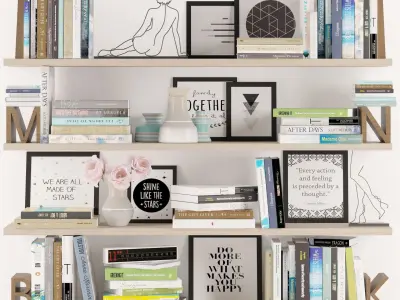 bookshelf decoration set 2 3D model
