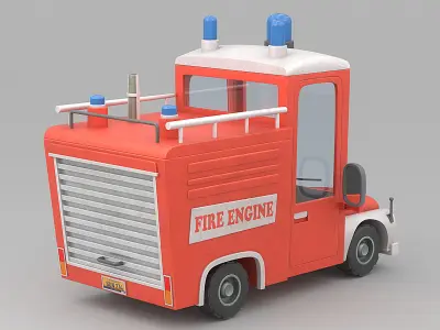 Cartoon Fire Engine Low-poly 3D model