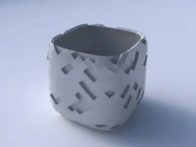 Vase quadratic stumpy with cavities  3D print model