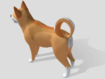 Cartoon Dog - Shiba Inu Low-poly 3D model