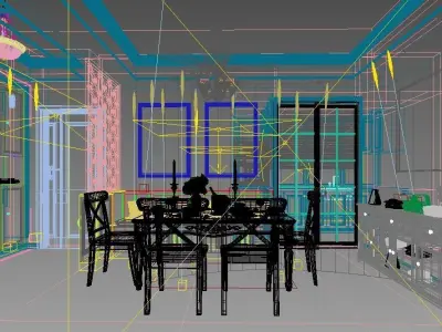 Modern American Style Dining Room Design 3D model