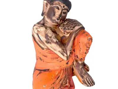 Antique Resting Wooden Buddha 3D model