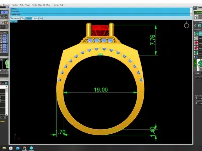 Luxury Square Emerald Halo Diamond Ring for Men 3D Model 3721 3D print model